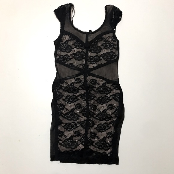 H&M BLACK LACE SHORT SLEEVE DRESS - Picture 1 of 5
